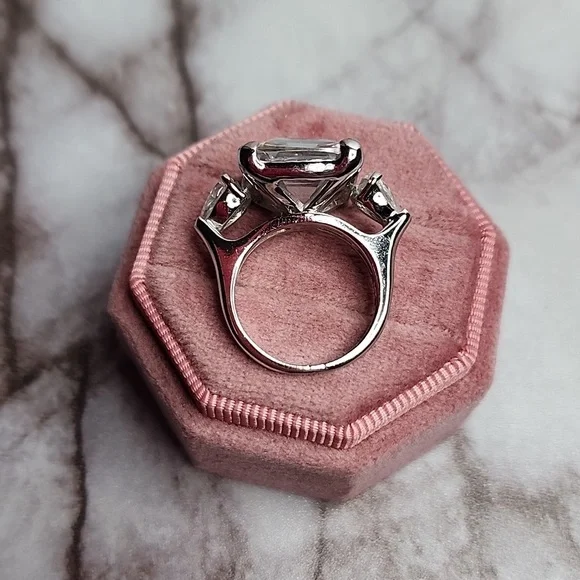 Sterling silver colosal asher cut engagementring 3 stone past present …
